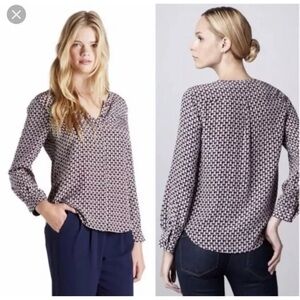 Joie Osana Silk Long Sleeve Blouse in Sailboat Print Size M